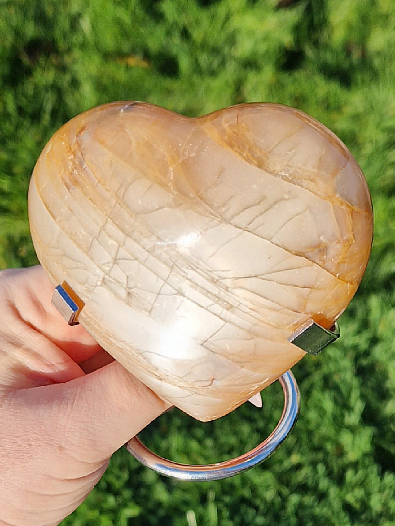 Peach Moonstone heart