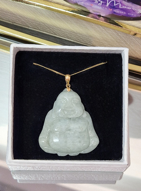 Jade 14ct gold buddha pendant