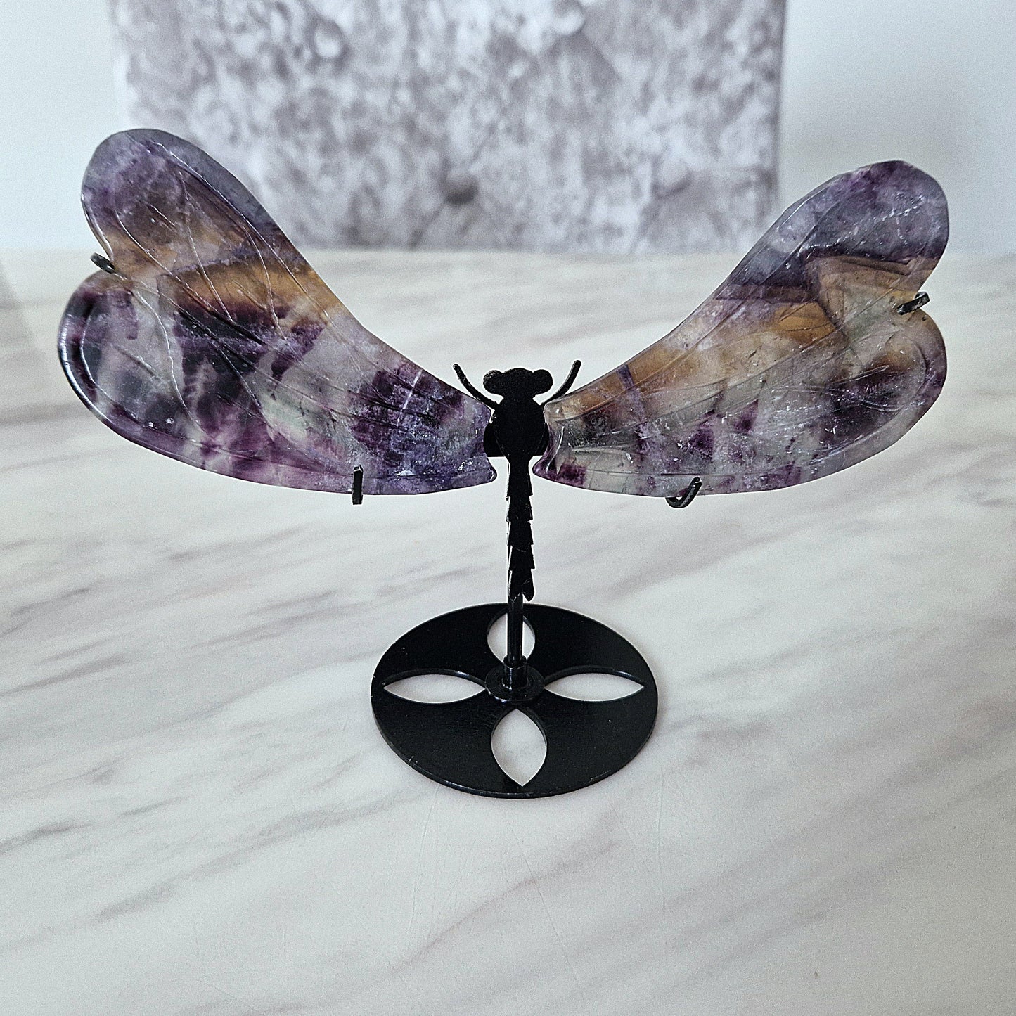 Fluorite Dragonfly Wings on Stand