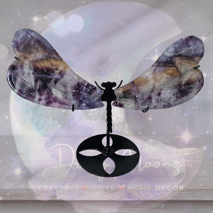 Fluorite Dragonfly Wings on Stand