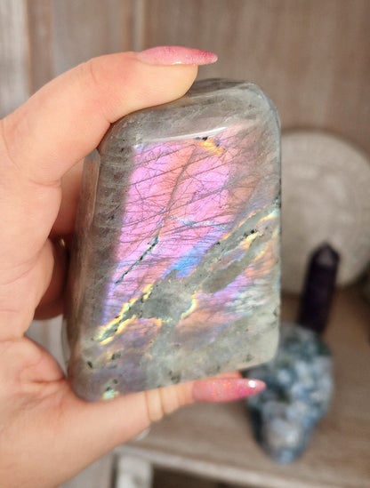 Stunning, Rare, purple and rainbow flash Labradorite