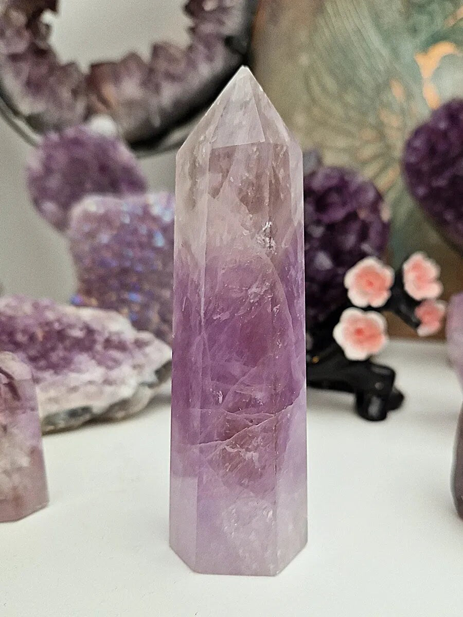 Gorgeous High Quality Rainbow Filled Amethyst Tower. High Quality and ethically mined, from Uruguay.